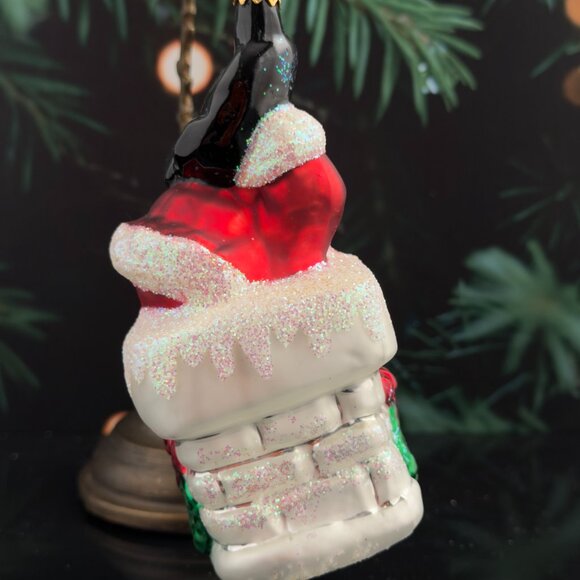 Vintage Christopher Radko 'BOTTOMS UP Red Glass Santa Claus Ornament 1996 5" - Picture 5 of 6